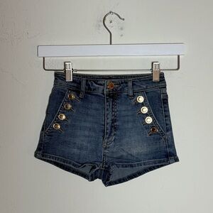 Katie J NYC Denim Button-Accent  Shorts